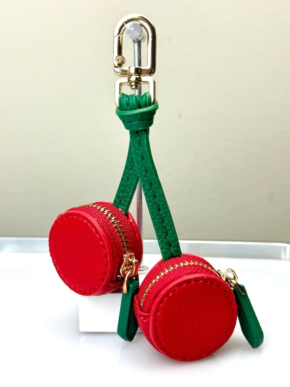 🍒 Red Cherry Coin Purse Bag Charm AirTag Holder